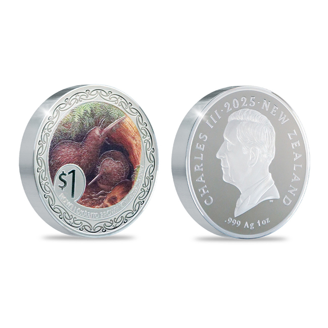 Kiwi 2025, 1 oz stříbra v kvalitě PP v etuji