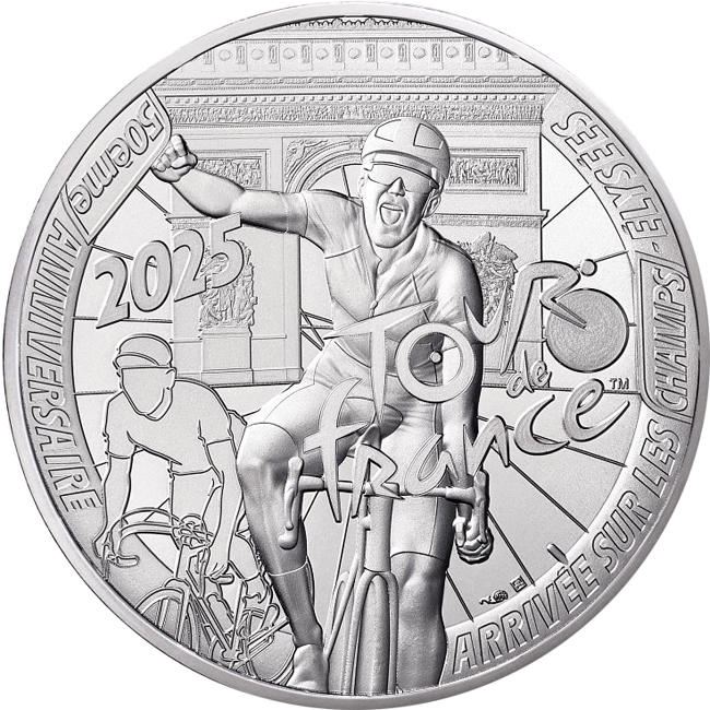 Stříbrná mince Tour de France 2025, 1 oz stříbra v blistru