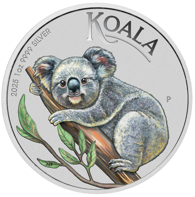 Stříbrná mince Koala 2025 v barvě, 1 oz v blistru