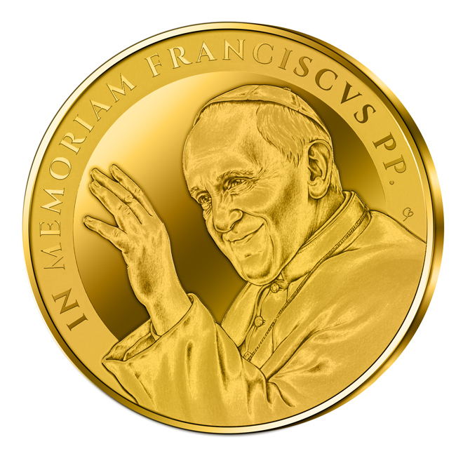 Papež František, 1 oz zlata v etuji