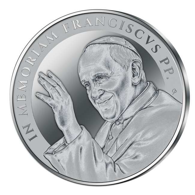 Papež František, 1 oz stříbra v etuji