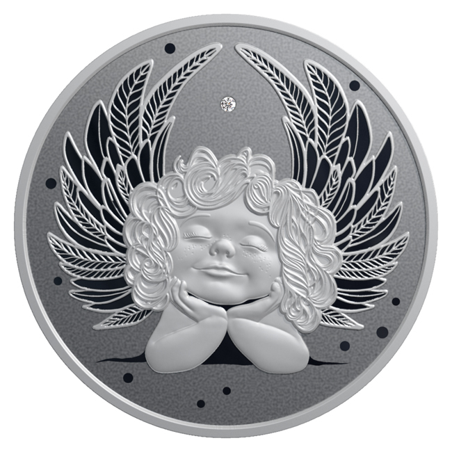 Andílek, 1 oz stříbra v etuji