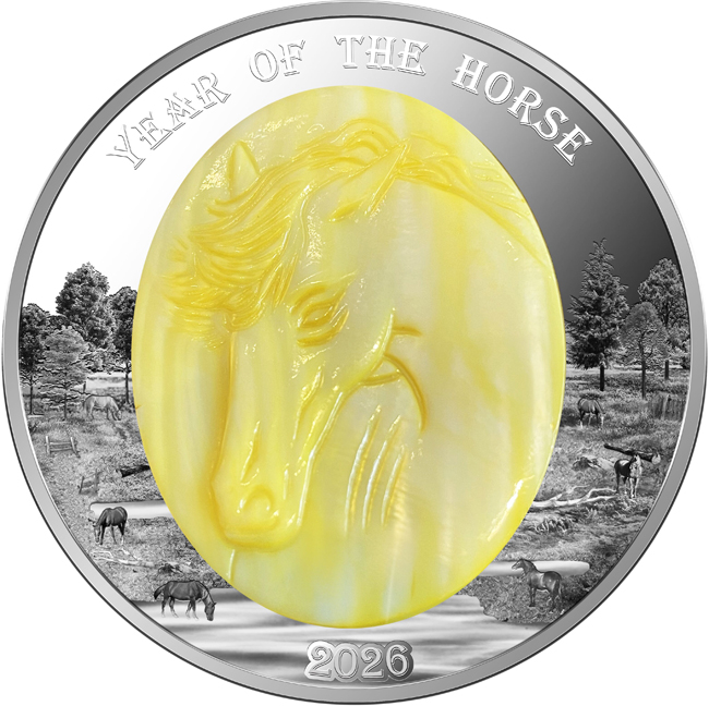 Lunární kůň s perletí 2026, 5 oz stříbra v etuji