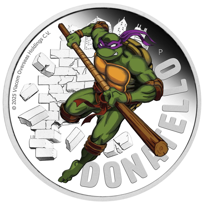 Želvy Ninja - Donatello 2025, 1 oz stříbra v etuji