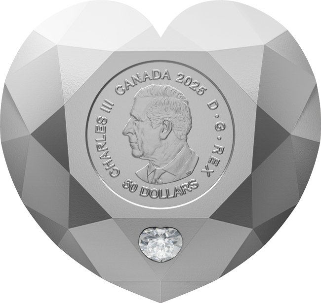 Diamant ve tvaru srdce 2025, stříbro v etuji