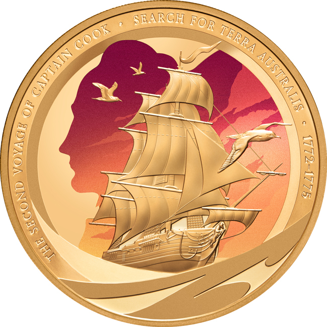 Kapitán Cook - druhá výprava, 1 oz zlata v etuji