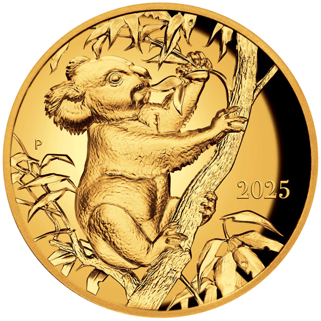 Koala 2025, zlatá mince 1 oz v etuji
