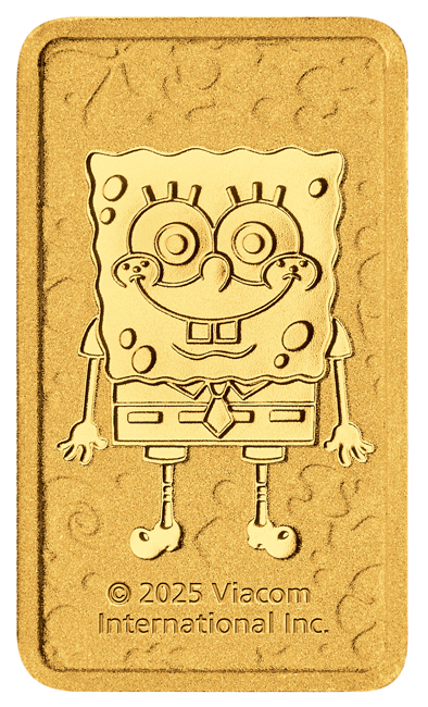 SpongeBob 2025, obdélníková zlatá mince v blistru