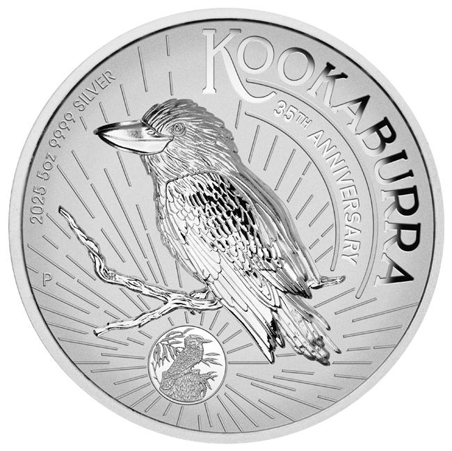 Australská Kookaburra 2025, 5 oz stříbra v etuji