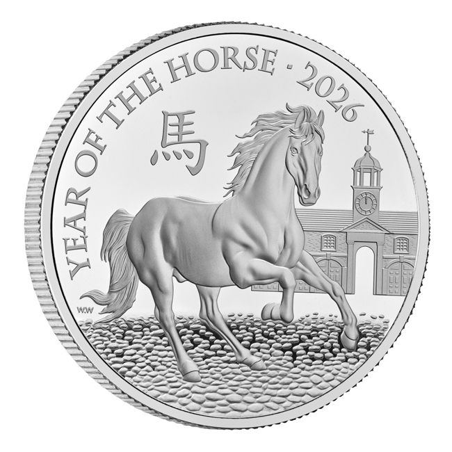 Lunární kůň 2026 - Royal Mint, stříbrná mince v etuji, 1 oz