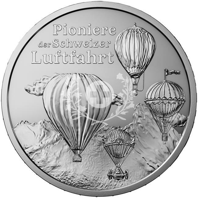 Pionýři švýcarské aviatiky 2025, stříbrná mince v etuji