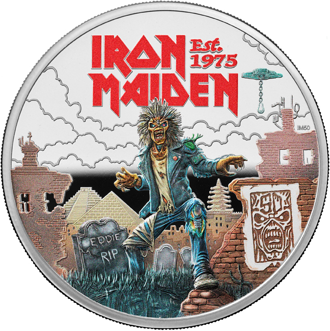 Hudební legendy: Iron Maiden 2025, 1 oz stříbra v barvě, v etuji