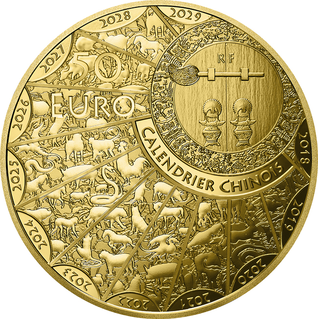 Lunární koza 2027 - Francie, zlatá mince v etuji, 1/4 oz