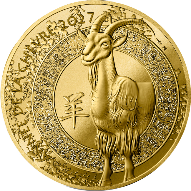 Lunární koza 2027 - Francie, zlatá mince v etuji, 1 oz