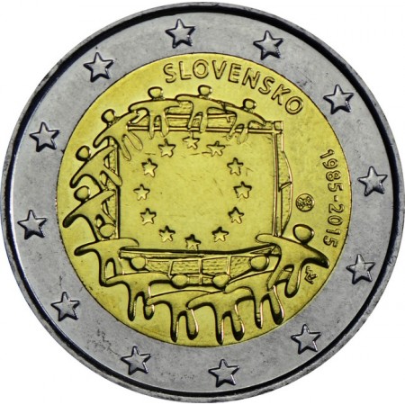 2 Euro CuNi 30 let evropské vlajky UN