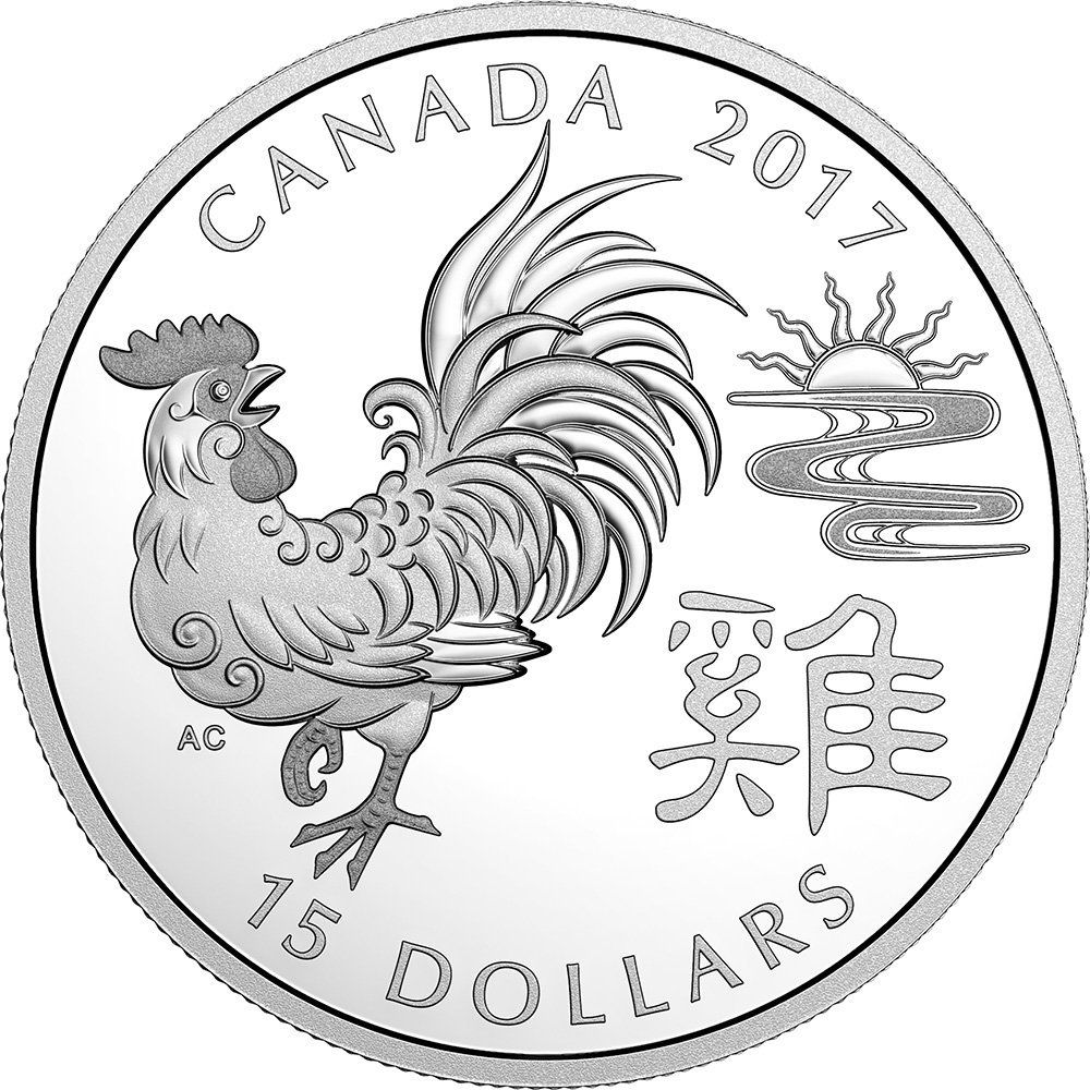 15 dolar Stříbrná mince Rok kohouta PP