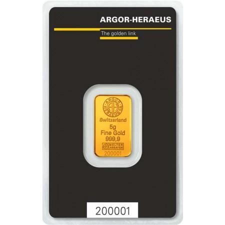 Zlatý slitek Argor Heraeus, 5 g