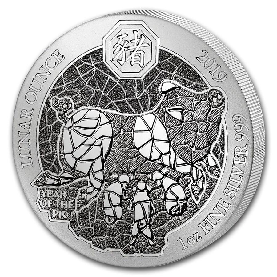 50 frank Stříbrná mince Rok vepře - Rwanda PP
