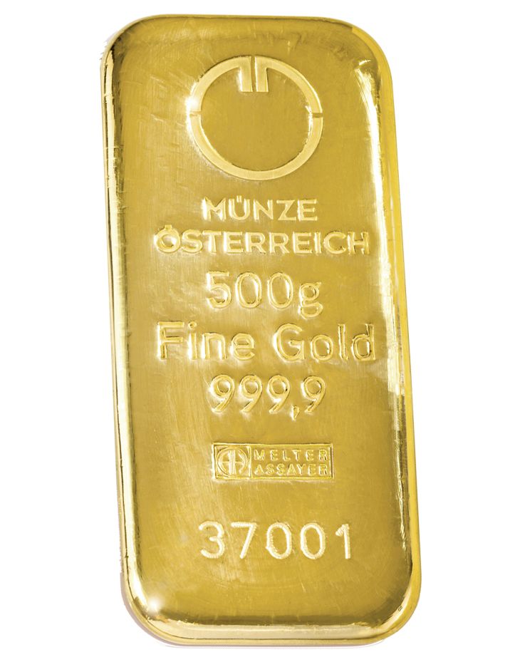 Zlatý slitek Münze Österreich 500 g