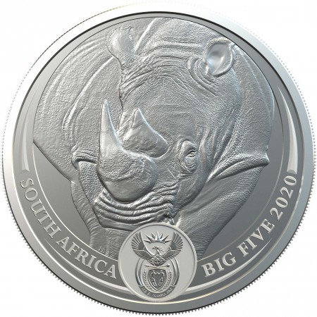 1 OOZ Stříbrná mince Big Five - Nosorožec 1 Oz
