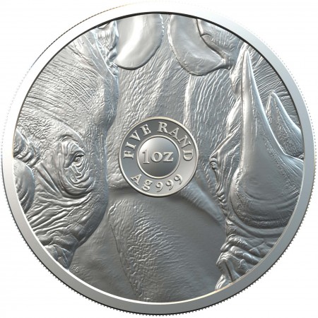 1 OOZ Stříbrná mince Big Five - Nosorožec 1 Oz