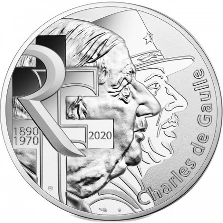 10 Euro Stříbrná mince Charles de Gaulle