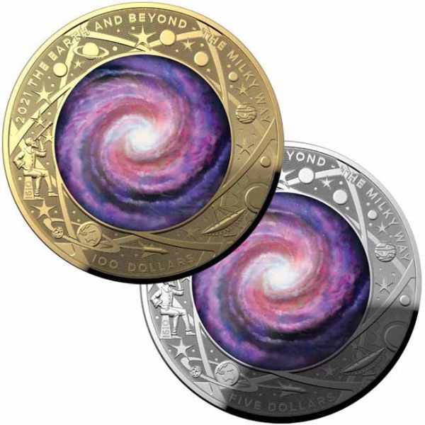 105 dolar Zlatá / stříbrná mince mléčná dráha Sada z 1 Oz Zlato a 1 Oz Stříbro