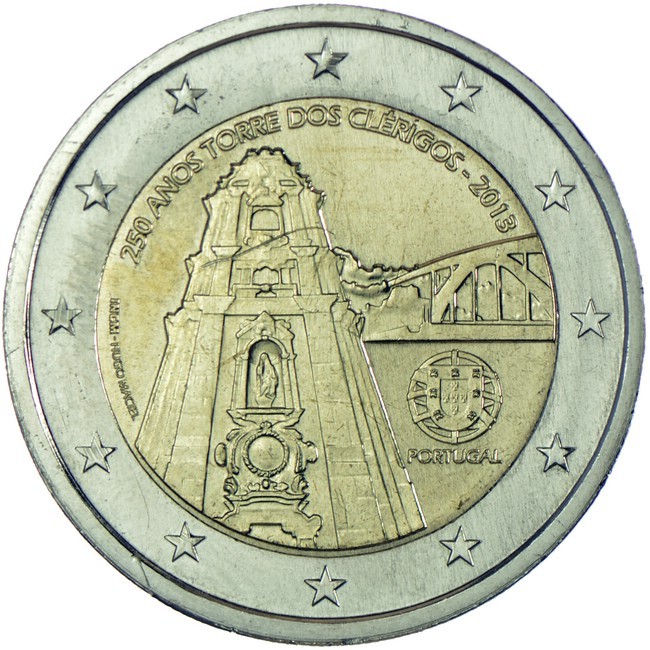 2 Euro CuNi 250 let kostelní věže Porto